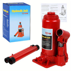 10 Ton Heavy Duty Hydraulic Bottle Jack, Steel Construction, with Lifting Ram for Car, Van, Truck, Caravan, Lorry, Tractor