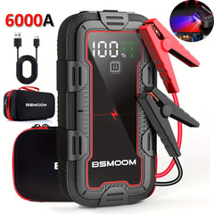 12V Car Jump Starter 6000A Peak Auto Battery Booster Pack, 26800mah Power Bank, Lithium Jump Box With LED Light LCD Screen Up To All Gas Or 10.0L Diesel Engine