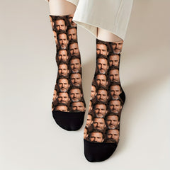 1 Pair Personalized Custom Face Socks - Full-Body Portrait Print Unisex Funny Novelty Gift for Birthdays, Father’s Day, Family Reunions - Hand Wash Only, Funny Socks
