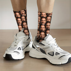 1 Pair Personalized Custom Face Socks - Full-Body Portrait Print Unisex Funny Novelty Gift for Birthdays, Father’s Day, Family Reunions - Hand Wash Only, Funny Socks
