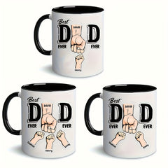 1-Pack Personalized "Best Dad Ever" Mug - Custom Dad Gift with Daughter's Name, Hand Wash Only, Reusable Coffee Cup for Father's Day, Christmas, Thanksgiving, Easter, Halloween, Hanukkah, Fathers Day Gift