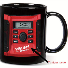 1pc 11oz Custom Name Mug with Digital Clock & Music Player - Personalized Father's Day Gift, Birthday Present for Men, Boyfriend, Dad - Hand Wash Only, Reusable Coffee Cup, Coffee Mug