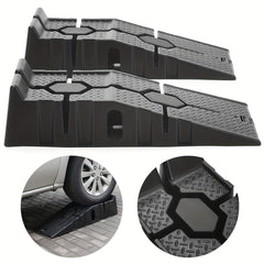 2pcs 2.5 Ton Heavy Duty Rubber Plastic Wide Tire Low Profile Garage Vehicle Car Van Ramps for Repair Oil Change Car Automotive Maintenance Lifting
