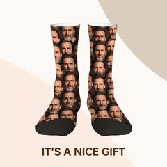 1 Pair Personalized Custom Face Socks - Full-Body Portrait Print Unisex Funny Novelty Gift for Birthdays, Father’s Day, Family Reunions - Hand Wash Only, Funny Socks