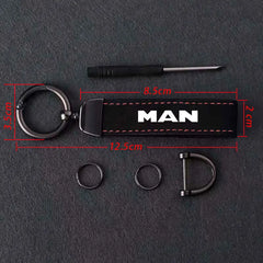 Leather Carbon Fiber Car Ring Keychain key lanyard pendant waist hanging For MAN TGX TGM TGA TGS TGE Far Fashion Car Accessories