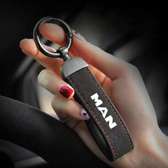 Leather Carbon Fiber Car Ring Keychain key lanyard pendant waist hanging For MAN TGX TGM TGA TGS TGE Far Fashion Car Accessories