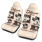 Kawaii Minnie Mouse Cartoon 2 Front Car Seat Covers for Cars Truck Sedan SUV Durable Automotive Seats Cover