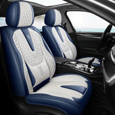 Nappa Car Seat Covers Breathable Waterproof Faux Leather Auto Cover for Cars SUV Truck Sedan,Universal Full Seat Blue +White