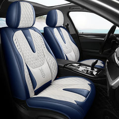 Nappa Car Seat Covers Breathable Waterproof Faux Leather Auto Cover for Cars SUV Truck Sedan,Universal Full Seat Blue +White