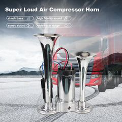 600dB 12V Car Electric Horn Dual Trumpets Loudspeaker With Air Compressor 40A Relay Super Loud Speaker For Motorcycle Boat Truck