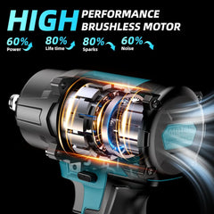 Uaoaii Brushless Cordless Impact Wrench 1000N.m 1/2 Electric Wrench Compatible With Makita Battery Truck Repair Torque Wrench