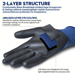 3/12 Pairs FOUR-AM Ultra-Thin PU Coated Protective Handwear for Men and Women, Breathable Polyester Fiber, Non-Slip Grip for Camping, Hiking, Running, and Utility Work