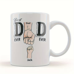 1-Pack Personalized "Best Dad Ever" Mug - Custom Dad Gift with Daughter's Name, Hand Wash Only, Reusable Coffee Cup for Father's Day, Christmas, Thanksgiving, Easter, Halloween, Hanukkah, Fathers Day Gift