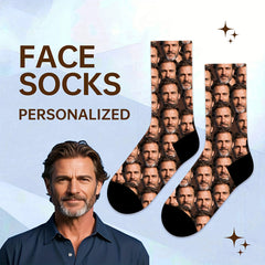 1 Pair Personalized Custom Face Socks - Full-Body Portrait Print Unisex Funny Novelty Gift for Birthdays, Father’s Day, Family Reunions - Hand Wash Only, Funny Socks