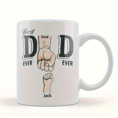 1-Pack Personalized "Best Dad Ever" Mug - Custom Dad Gift with Daughter's Name, Hand Wash Only, Reusable Coffee Cup for Father's Day, Christmas, Thanksgiving, Easter, Halloween, Hanukkah, Fathers Day Gift