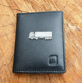 Articulated Lorry Leather Bifold Card Holder Wallet Black Leather RFID Safe Lorry Driver Father's Day Birthday Gift 446 wch