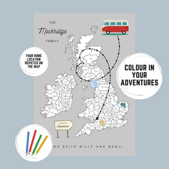 Personalised Lorry Driver Gift, Long Distance Driver, Truck Travels, Colour in Map, Travel Adventure Map, Colouring In, Travel Print, Waggon