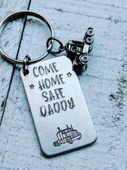 Hand Stamped Trucker Dad Gift - Come Home Safe Daddy - Father's Day Gift - Semi Truck Driver - Personalized Truck Driver Jewelry