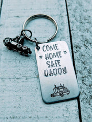 Hand Stamped Trucker Dad Gift - Come Home Safe Daddy - Father's Day Gift - Semi Truck Driver - Personalized Truck Driver Jewelry