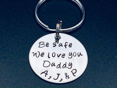 Be Safe Daddy Hand Stamped Coin, Custom Law Enforcement Gift, Military,Police Officer,Firefighter,Custom Gold Coin, Thin Blue Line fathers