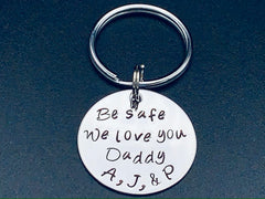 Be Safe Daddy Hand Stamped Coin, Custom Law Enforcement Gift, Military,Police Officer,Firefighter,Custom Gold Coin, Thin Blue Line fathers