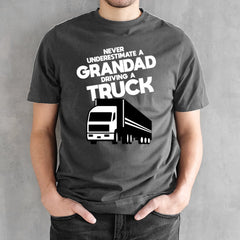 Never Underestimate A Grandad Driving A Truck T-shirt - Mens Arctic Grandpa Trucker Gift Fathers Day Birthday Christmas Gift Top