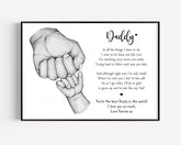 Personalised Father's Day Daddy's Print | Fist Hands Up To 4 CHILDREN ONLY! | Unframed Boy Girl Present Gift Dad 1st Son Daughter Team Poem