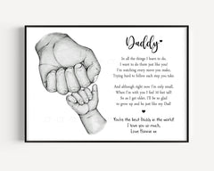 Personalised Father's Day Daddy's Print | Fist Hands Up To 4 CHILDREN ONLY! | Unframed Boy Girl Present Gift Dad 1st Son Daughter Team Poem