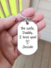 Be Safe Daddy Keychain, Fathers Day Deployment Gift, Fathers Day Gift From Kids, Gift For Police Officer, Firefighter Dad Gift Ideas