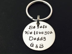Be Safe Daddy Hand Stamped Coin, Custom Law Enforcement Gift, Military,Police Officer,Firefighter,Custom Gold Coin, Thin Blue Line fathers