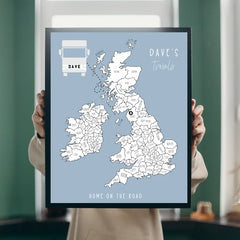 Personalised Lorry Driver Gift, Long Distance Driver, Truck Travels, Colour in Map, Travel Adventure Map, Colouring In, Travel Print, Waggon