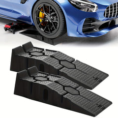 2pcs 2.5 Ton Heavy Duty Rubber Plastic Wide Tire Low Profile Garage Vehicle Car Van Ramps for Repair Oil Change Car Automotive Maintenance Lifting