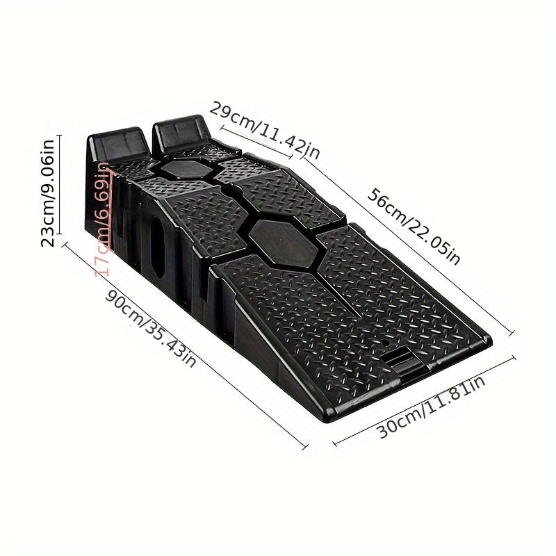 2pcs 2.5 Ton Heavy Duty Rubber Plastic Wide Tire Low Profile Garage Vehicle Car Van Ramps for Repair Oil Change Car Automotive Maintenance Lifting