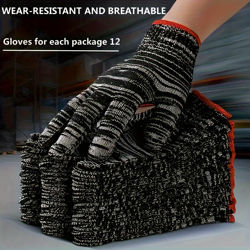 24pcs Durable Work Gloves - Tear-Resistant, Lightweight & Breathable, Lead-Free Material for Construction, Gardening, Home Renovation & Auto Repair, Machine Washable, BPA-Free