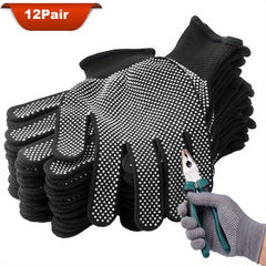 12 Pairs Premium Thin Work Gloves - Multi-Purpose Coated Nylon Non-Slip Shell Mittens for Ultimate Tool Work Hand Protection and Grip - Durable, Water-Resistant, and Breathable for Various Industrial and Outdoor Tasks
