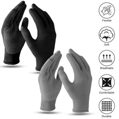 12 Pairs Premium Thin Work Gloves - Multi-Purpose Coated Nylon Non-Slip Shell Mittens for Ultimate Tool Work Hand Protection and Grip - Durable, Water-Resistant, and Breathable for Various Industrial and Outdoor Tasks