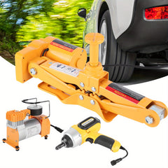3 Ton Electric Jack 16. 12.7cm Lifting with Electric Impact Wrench Air Pump Set for Tire Replace Repair