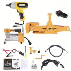 3 Ton Electric Jack 16. 12.7cm Lifting with Electric Impact Wrench Air Pump Set for Tire Replace Repair