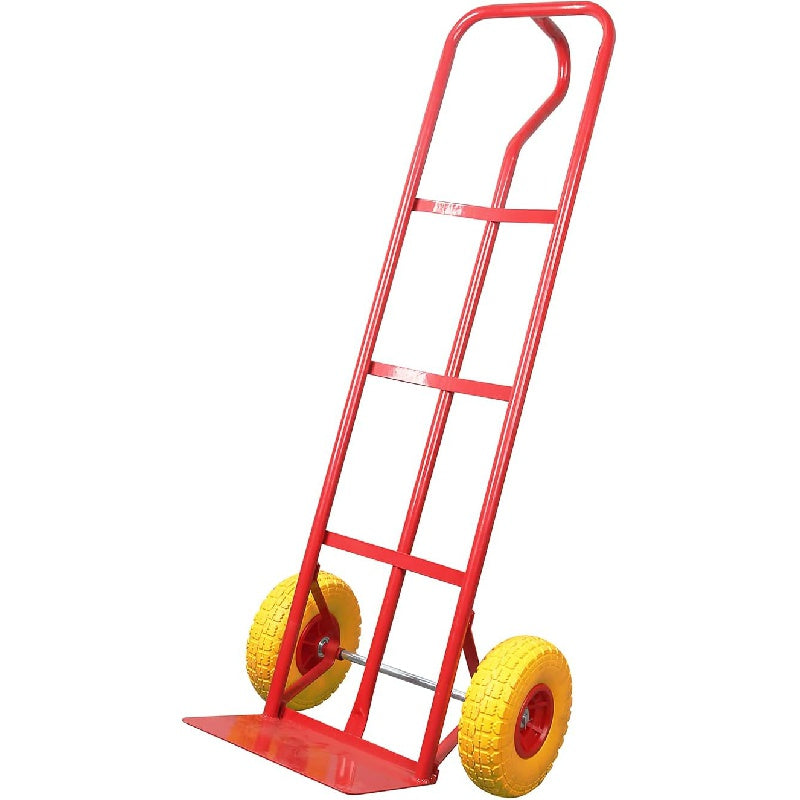 KATSU P-Handle Sack Truck 150kg Loading Capacity High Back Steel Sack Barrow with PU Tyres, Heavy Duty Trolley Hand Truck for Cargo Parcel Lifting Moving Warehouse Delivery