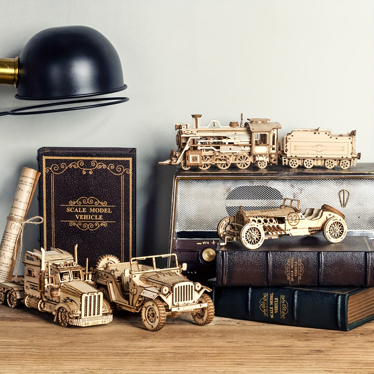 Handcrafted Wooden Truck Model - Rustic Home Decor, No Power Needed, Detailed Design with Realistic Textures, Perfect for Shelves or Tabletop Display