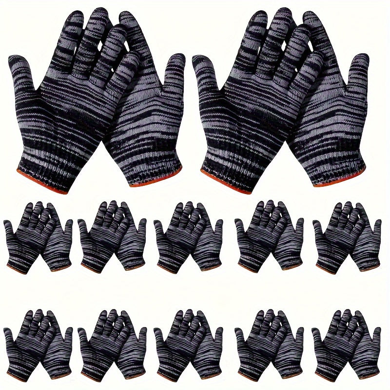 24pcs Durable Work Gloves - Tear-Resistant, Lightweight & Breathable, Lead-Free Material for Construction, Gardening, Home Renovation & Auto Repair, Machine Washable, BPA-Free