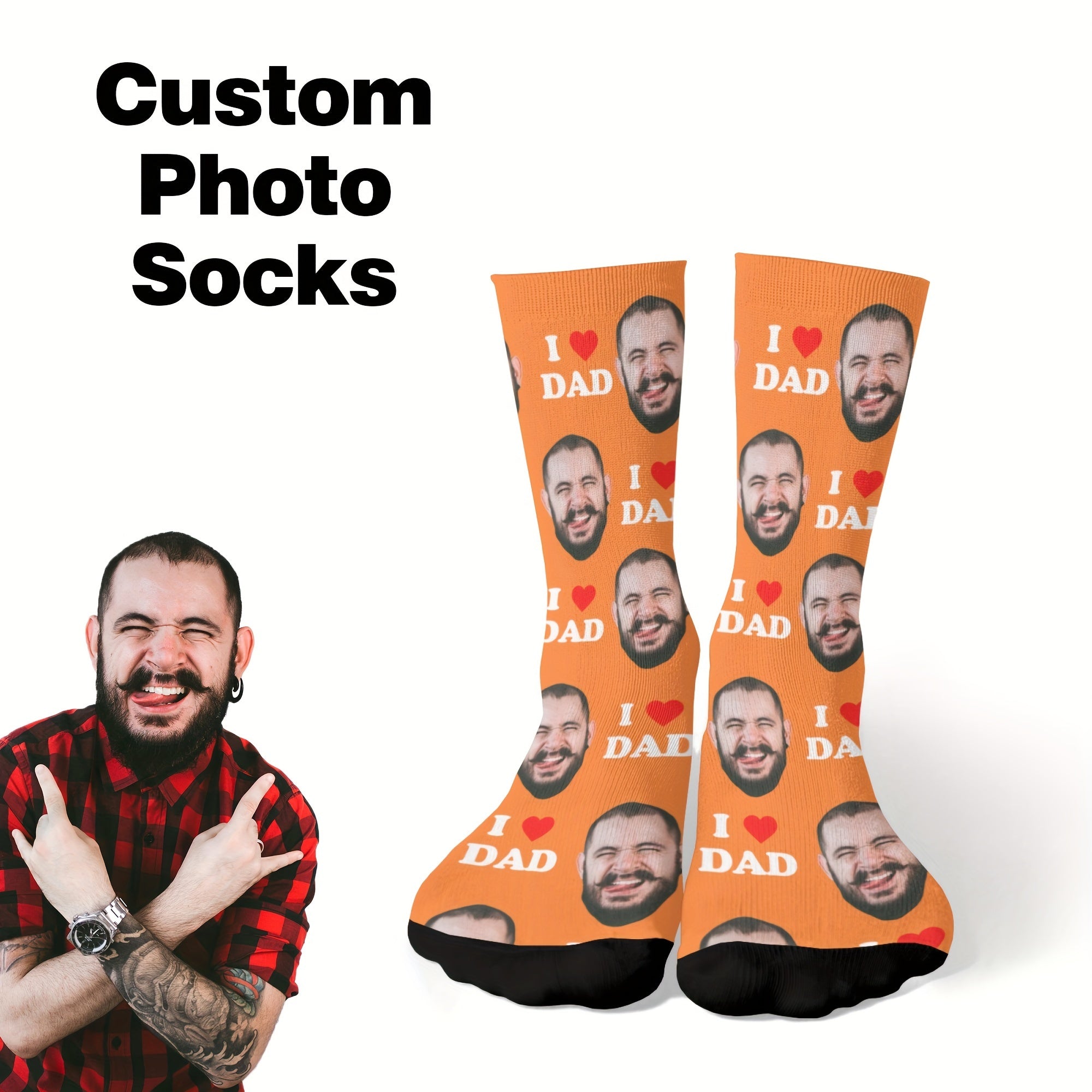 DIY Customized Face Socks with Pictures, Personalized joyful Face Photo Socks, Dad Socks, Funny Socks with Faces, Funny Socks for Men and Women, Prank Gifts, Father's Day Gifts