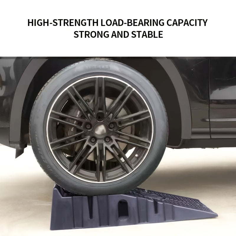2pcs 2.5 Ton Heavy Duty Rubber Plastic Wide Tire Low Profile Garage Vehicle Car Van Ramps for Repair Oil Change Car Automotive Maintenance Lifting