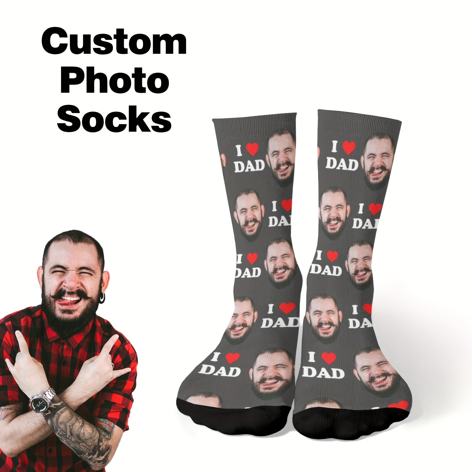 DIY Customized Face Socks with Pictures, Personalized joyful Face Photo Socks, Dad Socks, Funny Socks with Faces, Funny Socks for Men and Women, Prank Gifts, Father's Day Gifts