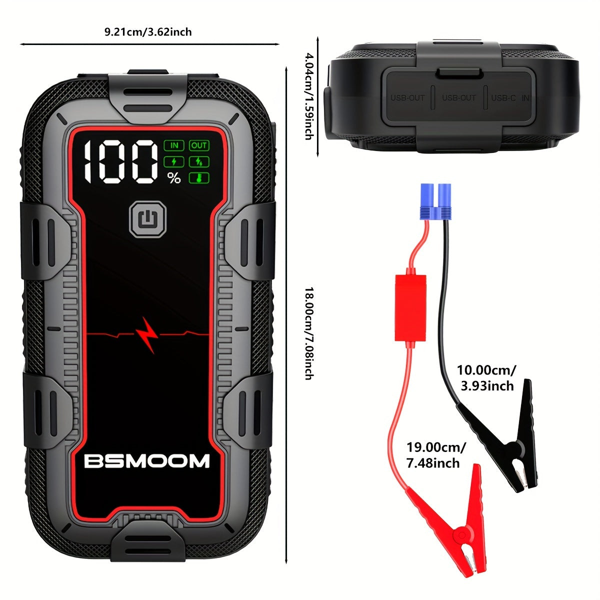 12V Car Jump Starter 6000A Peak Auto Battery Booster Pack, 26800mah Power Bank, Lithium Jump Box With LED Light LCD Screen Up To All Gas Or 10.0L Diesel Engine
