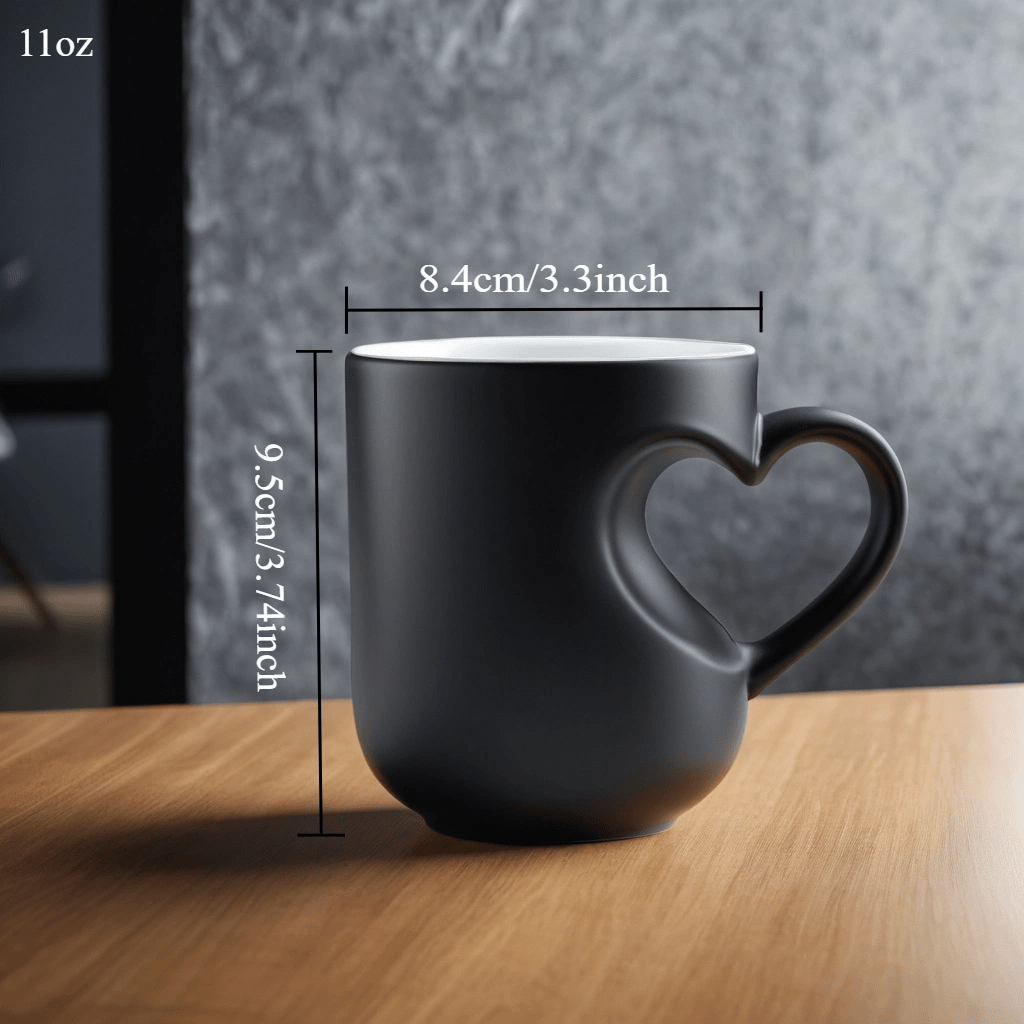 1pc Personalized Magic Color Changing Mug with Heart-Shaped Handle - Custom Photo & Text Engraving, Ideal for Father'S Day, Mother'S Day, Fall, Winter Gifts