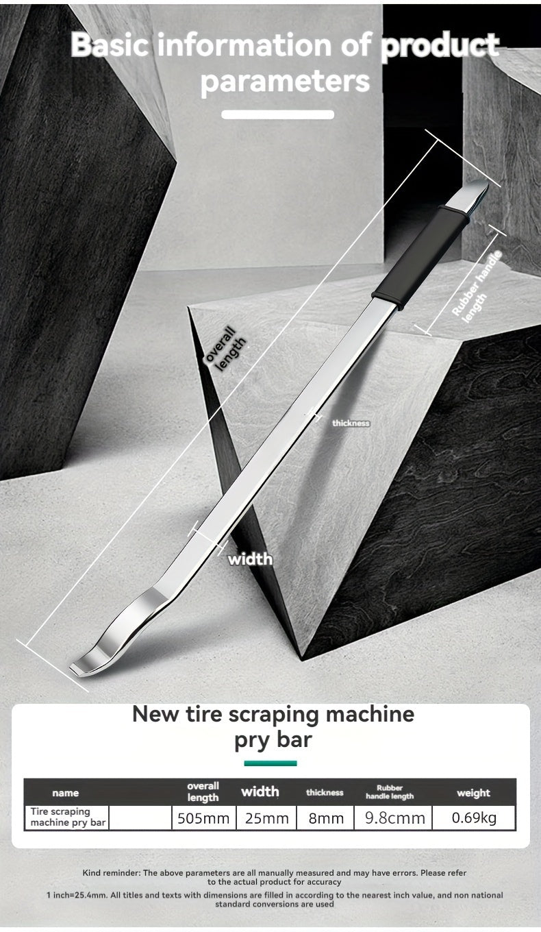Durable Metal Professional Tire Removal Tool with Rubber Handle - Easy Tire Change for Home Garage & Auto Repair