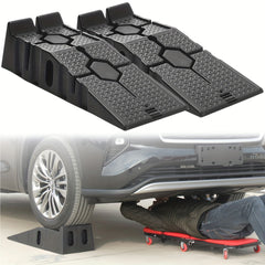 2pcs 2.5 Ton Heavy Duty Rubber Plastic Wide Tire Low Profile Garage Vehicle Car Van Ramps for Repair Oil Change Car Automotive Maintenance Lifting