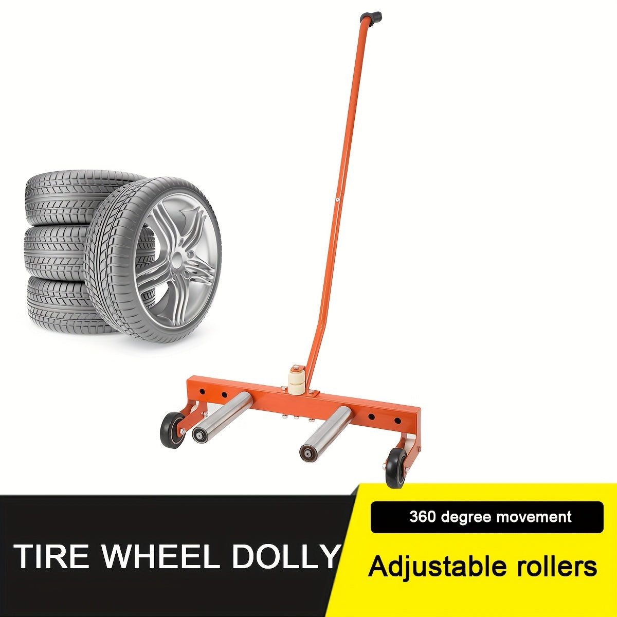 Cart Tire Lift Moving Tool Tire Moving Tool Heavy Duty Adjustable Rolling Wheel Maximum Load 150KG For HGV, Large Van & 4x4 Wheels From 16.51cm To 62.23cm.