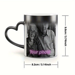 1pc Personalized Magic Color Changing Mug with Heart-Shaped Handle - Custom Photo & Text Engraving, Ideal for Father'S Day, Mother'S Day, Fall, Winter Gifts